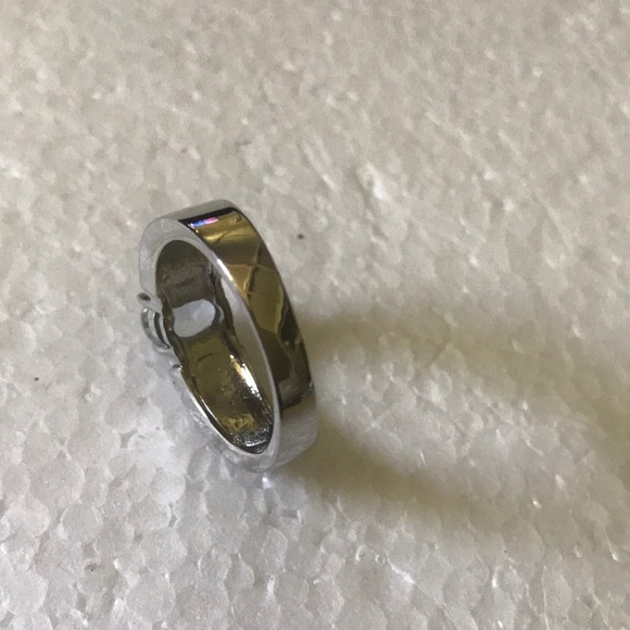 925 inlay fire opal whit sapphire ring - Picture 3 of 5